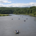 wide view of Delaware River with rafters enjoying the day Indian Head Canoeing Rafting Kayaking Tubing Delaware River