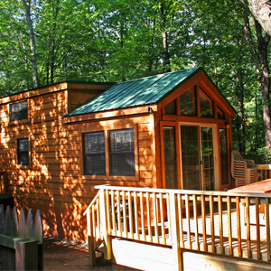 outside view of cabin and patio - Indian Head Canoeing, Rafting, Kayaking, and Tubing on the Delaware River
